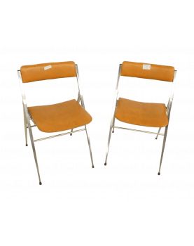 Pair of Orange Folding Chairs