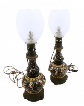 Pair of GIEN Renaissance Lamps