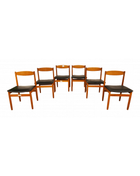 6 Black Skaï Chairs...