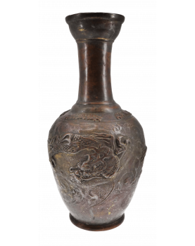 Vase Chine Bronze Décor Dragon